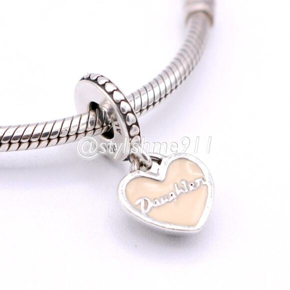 One Authentic PANDORA Daughter Heart Charm - 792072EN40 - Picture 1 of 9